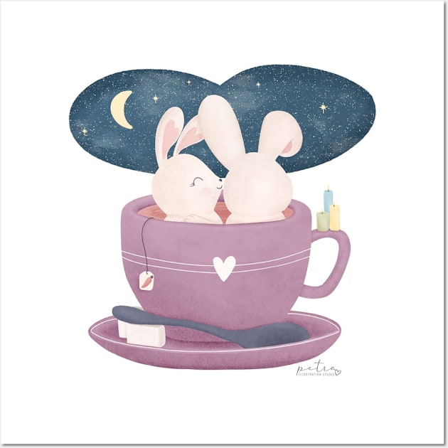 two bunnies in a cup Wall Art by petraillustrationstudio